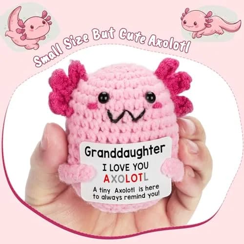 WEYON Crochet Axolotl Plush Toy 2.5in (6.35cm) | Handmade Gift for Granddaughter from Grandma Grandpa thumbnail 2
