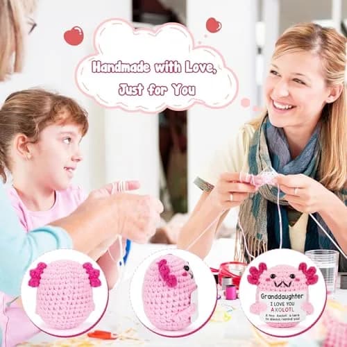 WEYON Crochet Axolotl Plush Toy 2.5in (6.35cm) | Handmade Gift for Granddaughter from Grandma Grandpa thumbnail 3