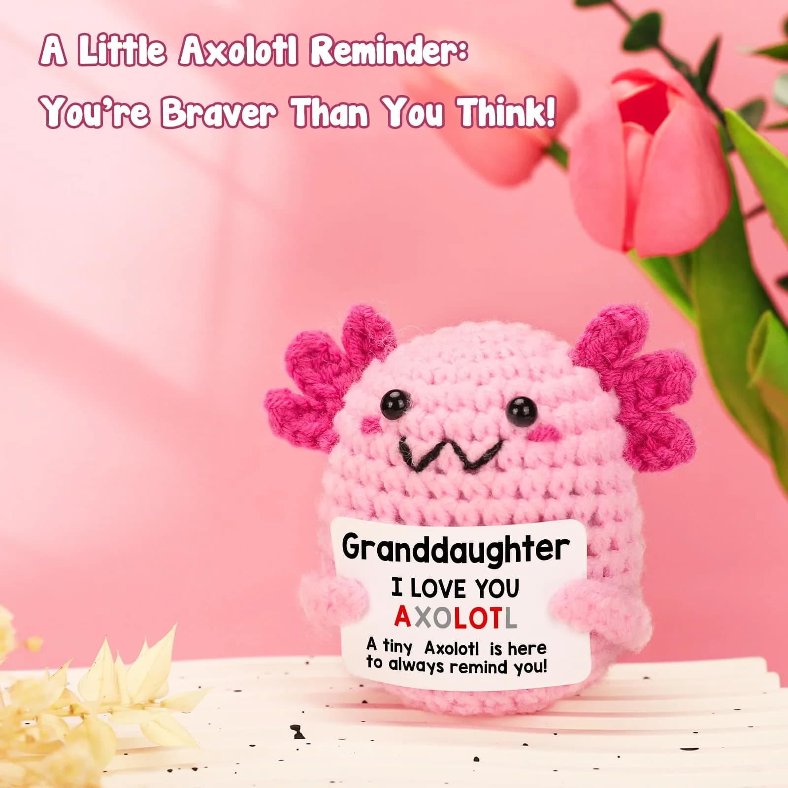 WEYON Crochet Axolotl Plush Toy 2.5in (6.35cm) | Handmade Gift for Granddaughter from Grandma Grandpa - view 4