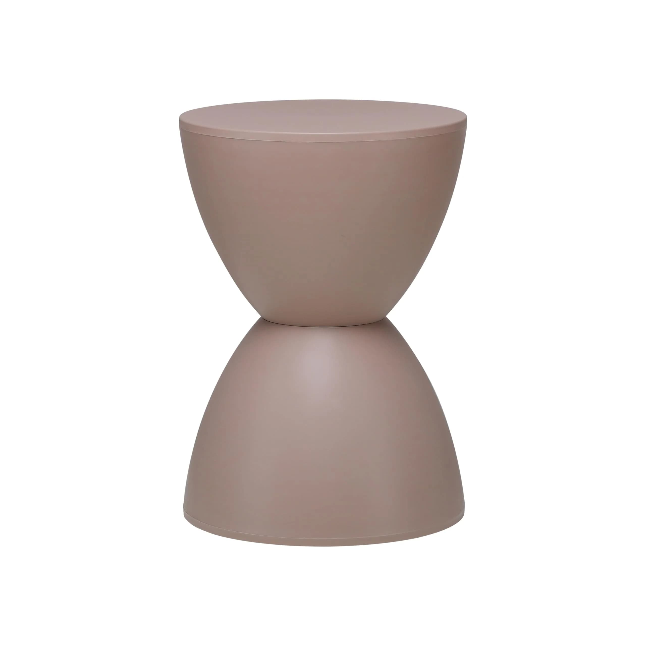Euro Style Sallie Indoor/Outdoor Stool or End Table | Modern Hourglass Accent | UV-Protected Plastic Taupe