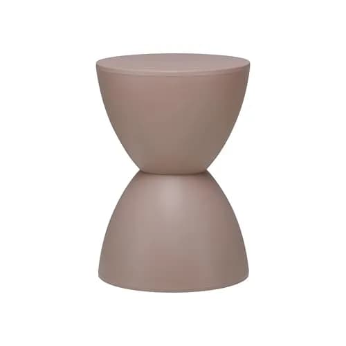 Euro Style Sallie Indoor/Outdoor Stool or End Table | Modern Hourglass Accent | UV-Protected Plastic Taupe thumbnail 1