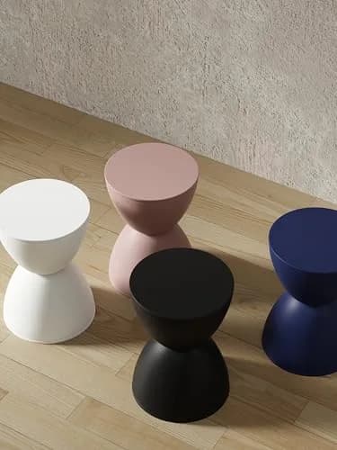 Euro Style Sallie Indoor/Outdoor Stool or End Table | Modern Hourglass Accent | UV-Protected Plastic Taupe thumbnail 7