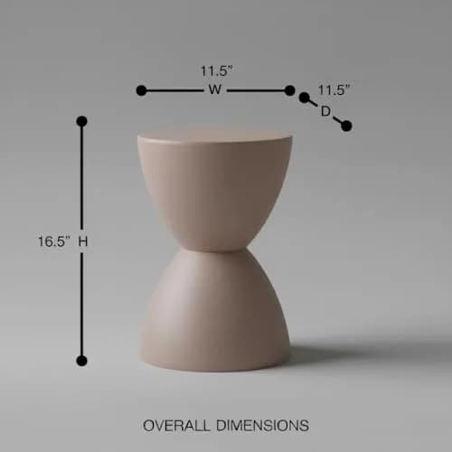 Euro Style Sallie Indoor/Outdoor Stool or End Table | Modern Hourglass Accent | UV-Protected Plastic Taupe thumbnail 2