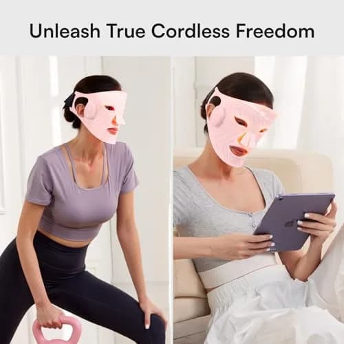 INIA GLOW Wireless Red Light Therapy Mask for Face, 850nm NIR, 272 LEDs | Cordless, Portable, 3 Modes, 105mW/cm² thumbnail 6
