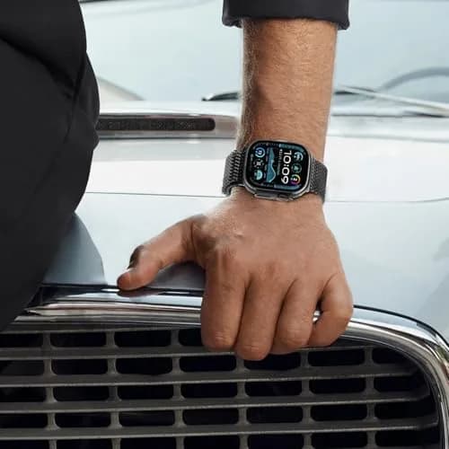 torbollo Compatible with Apple Watch Band for Men, Milanese Mesh Loop 49mm/45mm/44mm/42mm | Parachute Buckle, Stainless Steel Mesh thumbnail 9