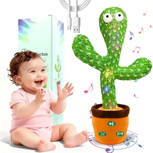 Hunfur Rechargeable Dancing Talking Cactus Baby Toy | Repeat What You Say with LED Lights (18 months+) thumbnail 1