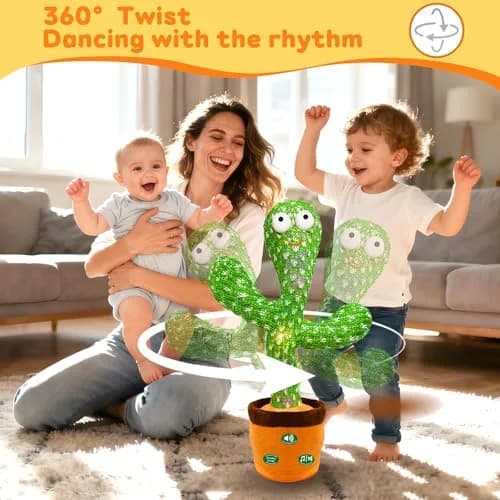 Hunfur Rechargeable Dancing Talking Cactus Baby Toy | Repeat What You Say with LED Lights (18 months+) thumbnail 4