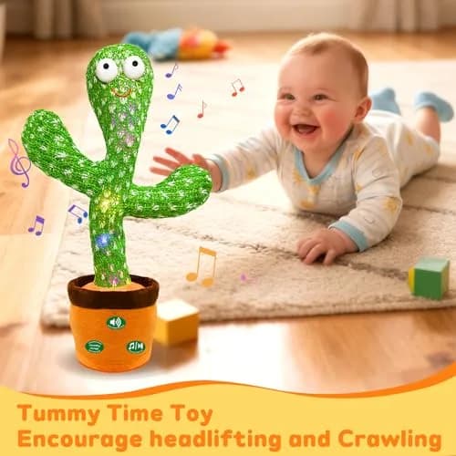 Hunfur Rechargeable Dancing Talking Cactus Baby Toy | Repeat What You Say with LED Lights (18 months+) thumbnail 3