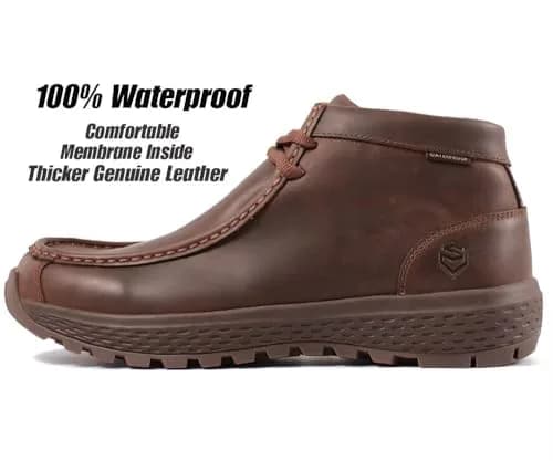 SUREWAY Men's Waterproof Chukka Work Boots | Lightweight Moc Toe Leather Ankle Boots 2.7 kg (6 lb) thumbnail 2
