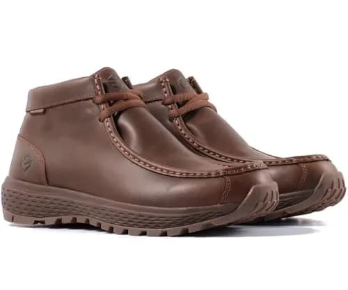 SUREWAY Men's Waterproof Chukka Work Boots | Lightweight Moc Toe Leather Ankle Boots 2.7 kg (6 lb) thumbnail 3