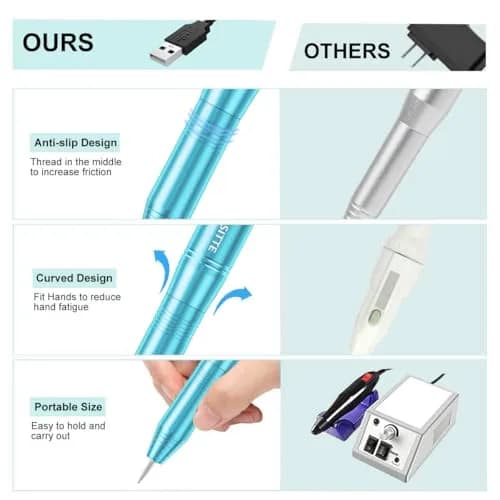 COSITTE USB Nail Drill Machine for Acrylic Nail Kit | Portable, Adjustable Speed & Low Noise thumbnail 3