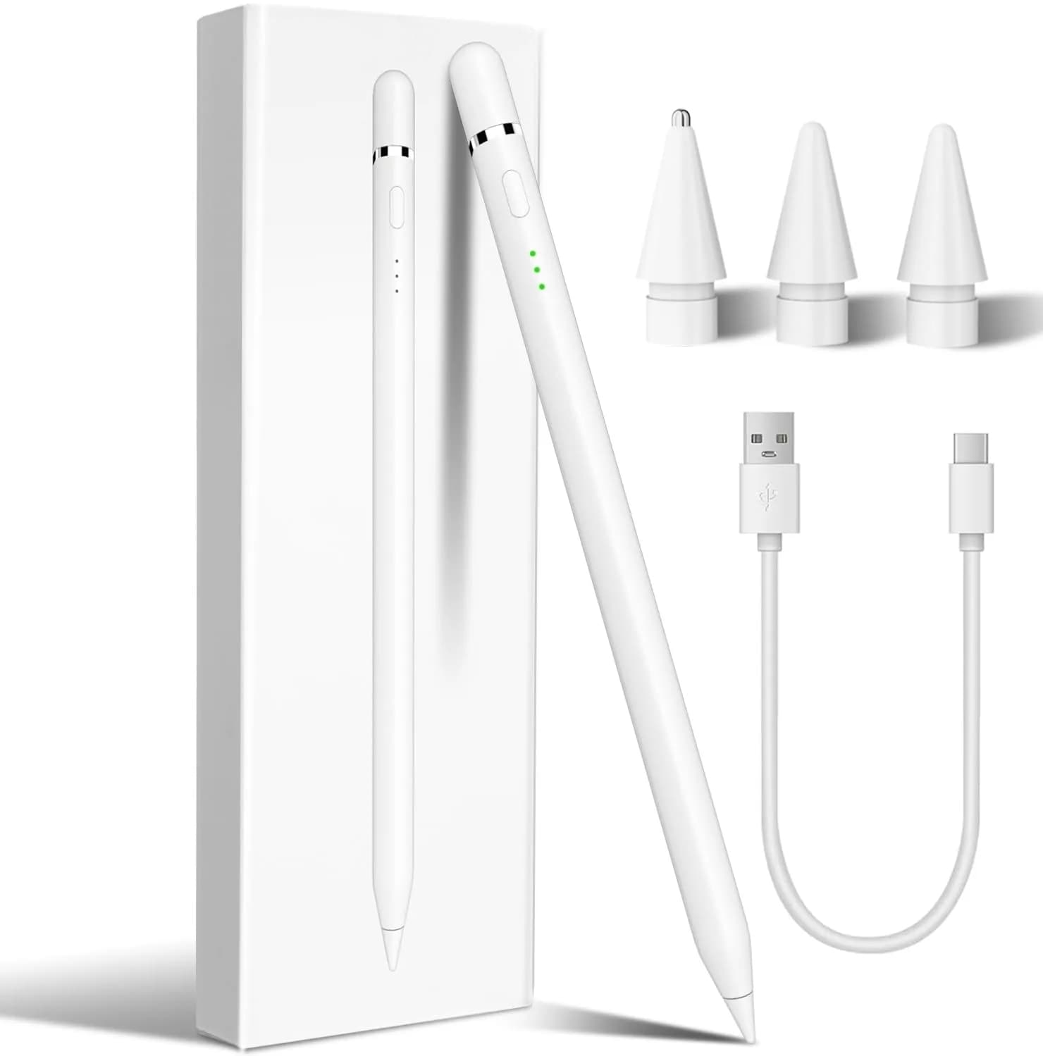 STYLUSLINK Apple Pencil Alternative for iPad 6-11th Gen, Mini 5-7, Air 3-5, Pro 13"/11" | Fast Charge, Precise, Magnetic — White