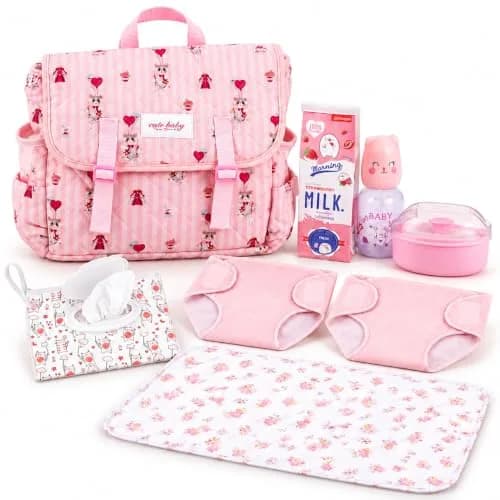 BABESIDE Baby Doll Accessories Set for 17-22 Inch Dolls | Diaper Bag, 8 Pieces, Pretend Play (70-120 chars) thumbnail 1