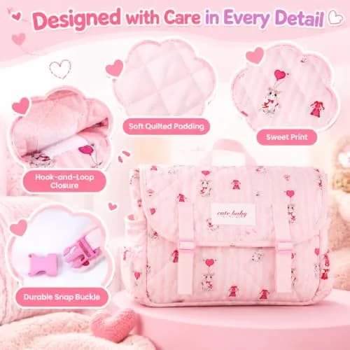 BABESIDE Baby Doll Accessories Set for 17-22 Inch Dolls | Diaper Bag, 8 Pieces, Pretend Play (70-120 chars) thumbnail 3