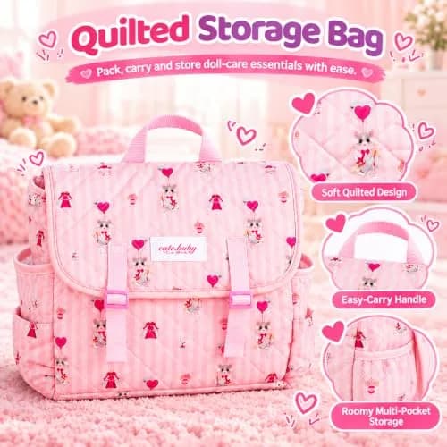 BABESIDE Baby Doll Accessories Set for 17-22 Inch Dolls | Diaper Bag, 8 Pieces, Pretend Play (70-120 chars) thumbnail 4