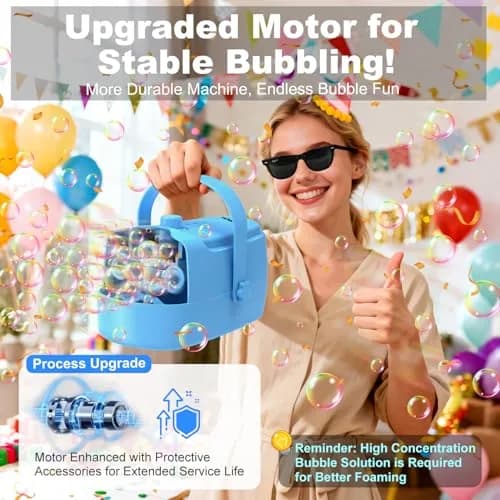 Zerhunt Automatic Bubble Machine Blower with Dual Power Supply | 18000+ Bubbles/Min, Portable for Parties & Outdoors thumbnail 3