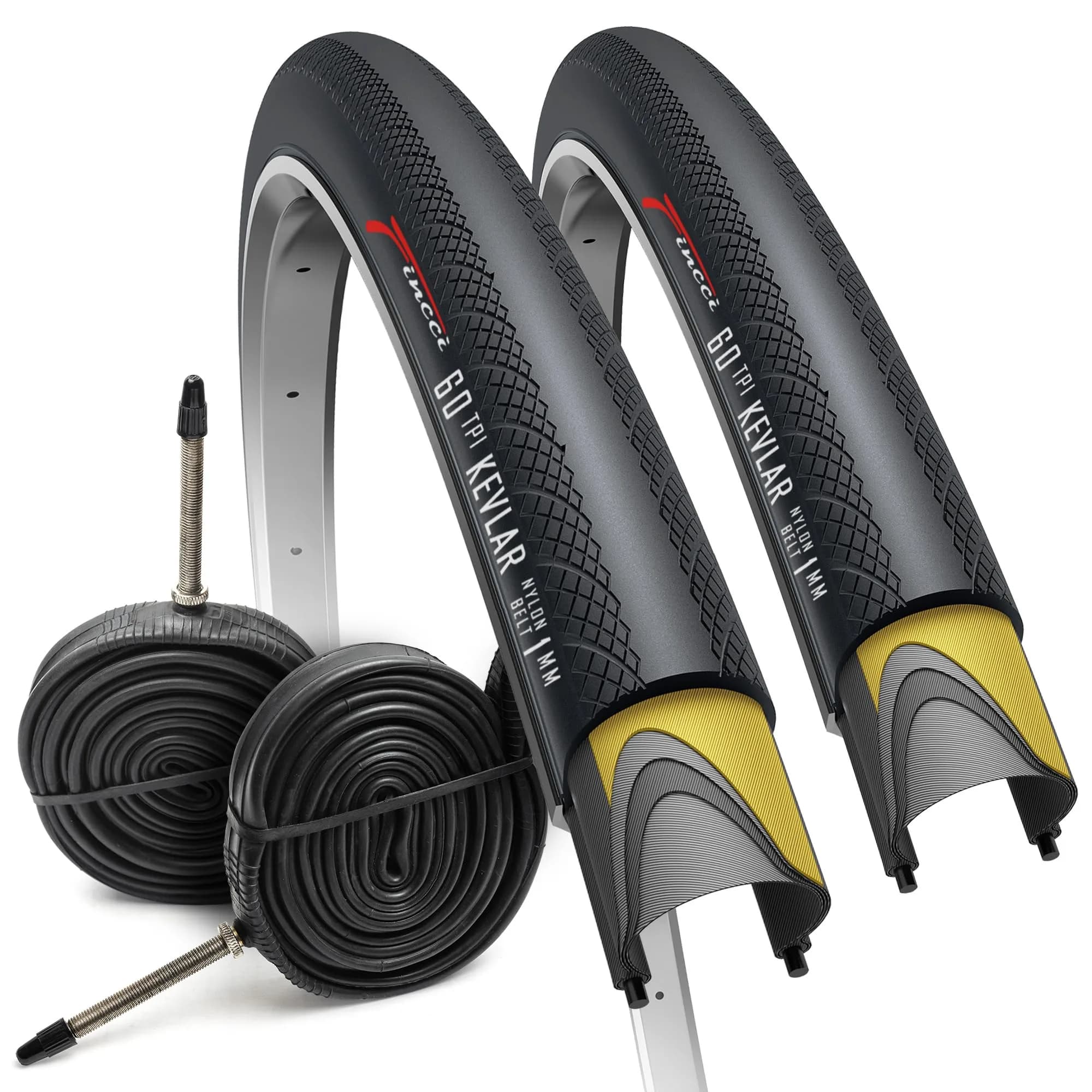 Fincci 700x28c Road Bike Tires - Foldable 28-622 Tyres with 1mm Anti Puncture | High-Performance Cycling