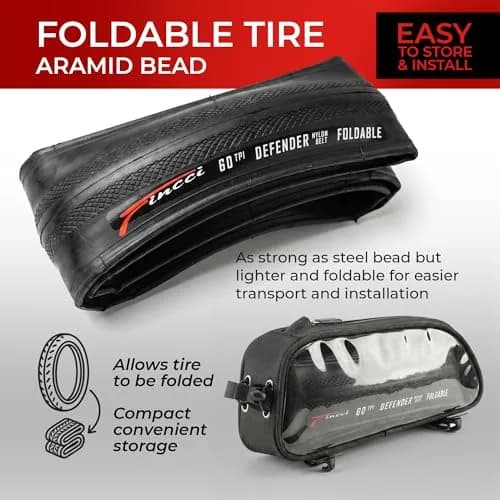 Fincci 700x28c Road Bike Tires - Foldable 28-622 Tyres with 1mm Anti Puncture | High-Performance Cycling thumbnail 6