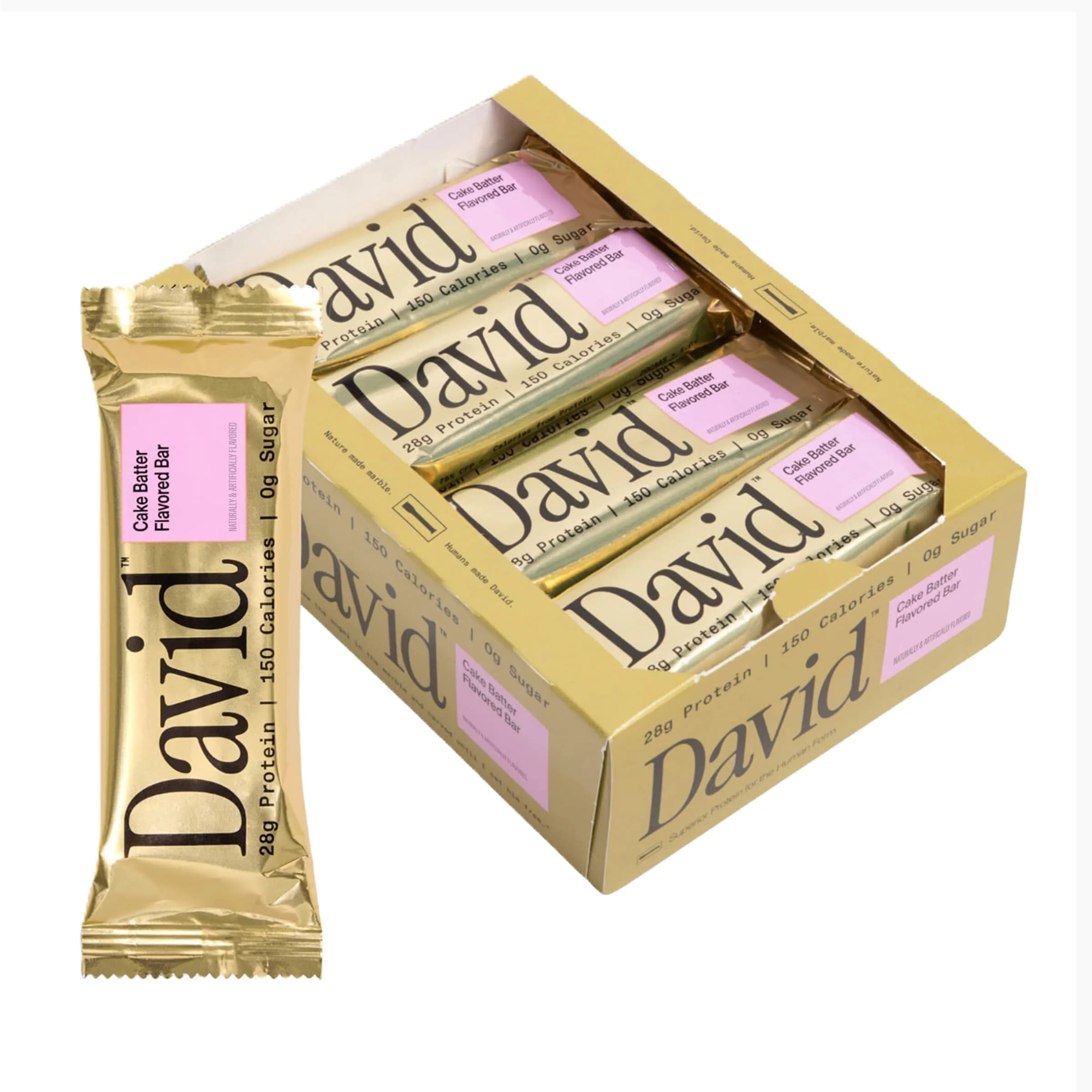 David Protein Bar Cake Batter | 28g Protein | 12 Pack | Gluten Free, Low Sugar, High Protein
