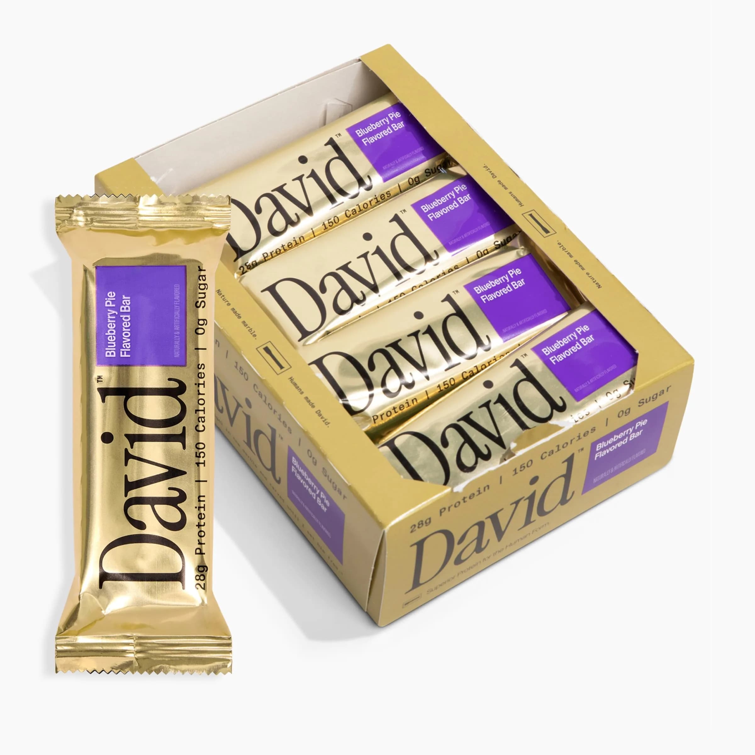 David Blueberry Pie Flavored Protein Bars | 28g Protein | 12 Pack