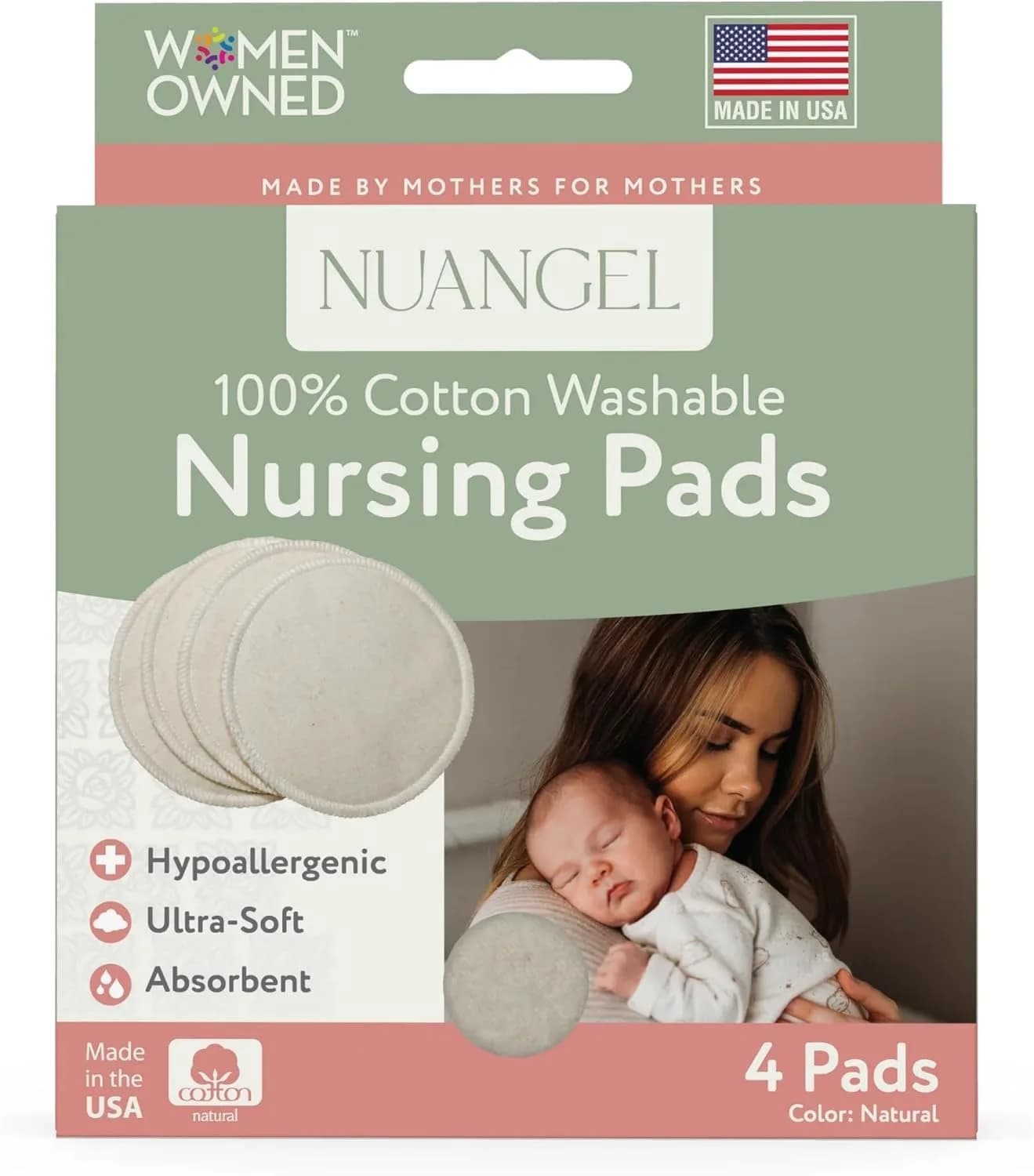 NuAngel Natural Cotton Washable Nursing Pad | Organic Fabric for Breastfeeding Moms - view 8