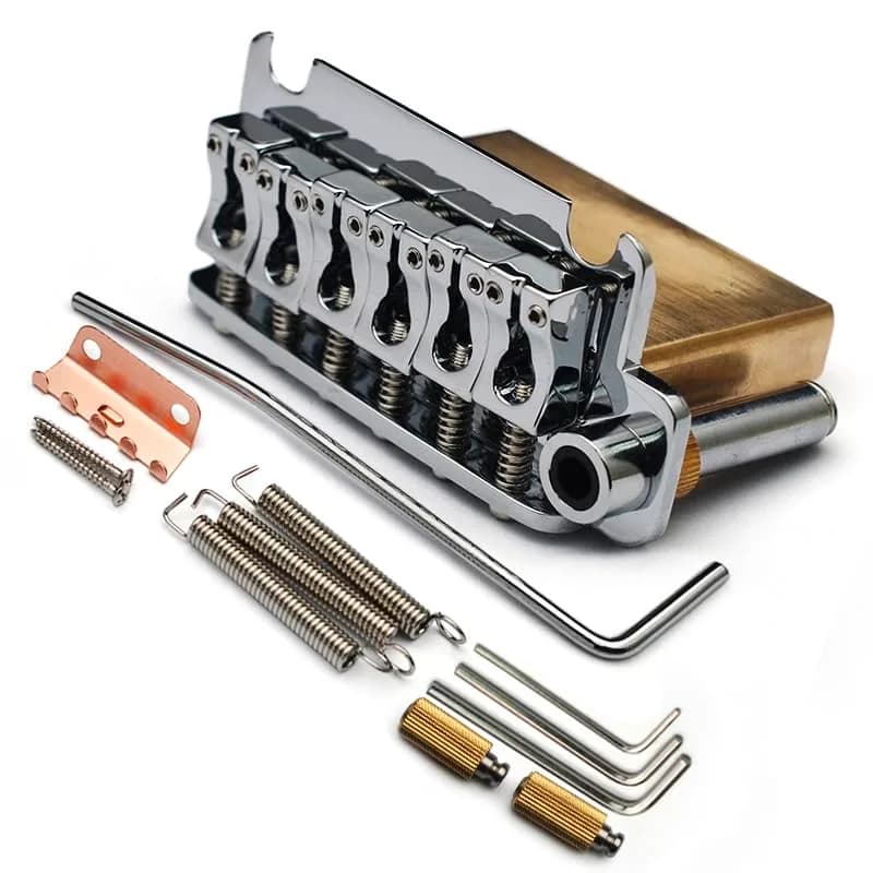 SAPHUE Guitar Tremolo Bridge 54.5mm (2.15 inches) with Brass Block and Chrome Finish | Fits Squier Strat Style Electric Guitars thumbnail 2