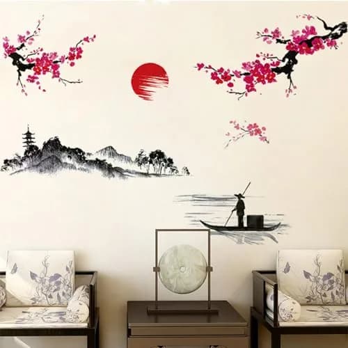 BWCXXZH Large Japanese Wall Decor Stickers 55inch x 37.4inch | Cherry Blossom Tree Art for Nursery & Living Room thumbnail 6