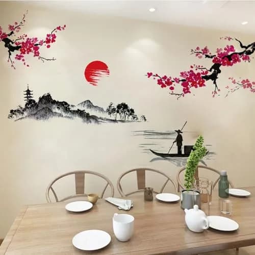 BWCXXZH Large Japanese Wall Decor Stickers 55inch x 37.4inch | Cherry Blossom Tree Art for Nursery & Living Room thumbnail 7