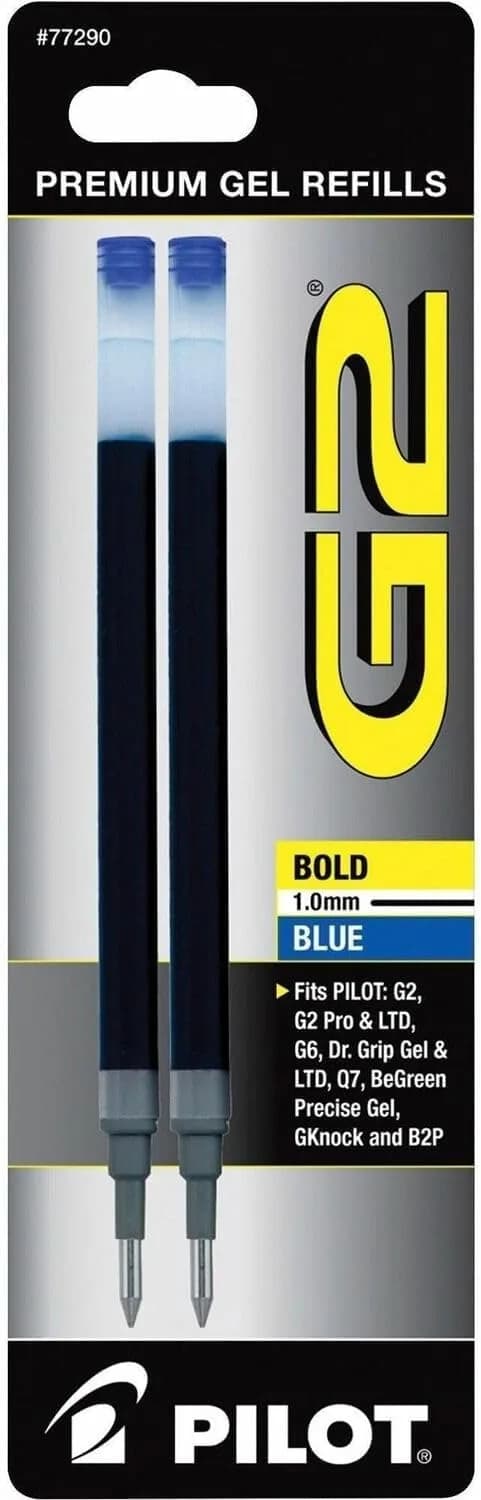 Pilot G2 Gel Ink Refills Fine Point 0.7mm Blue, 2 Count (Pack of 5) | Longest-Lasting Gel Ink Refills - main product image