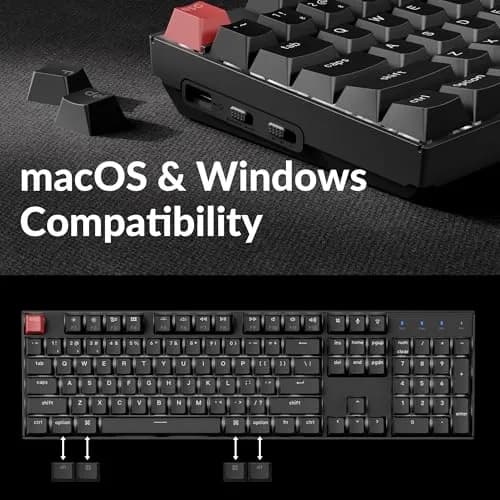Keychron K10 Version 2 Full Size Mechanical Keyboard - 104 Keys - Red Switch - White LED Backlight - Bluetooth Wireless & USB-C Wired - Aluminum thumbnail 7