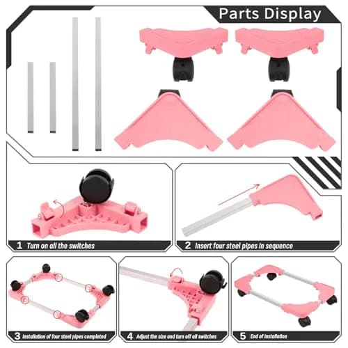 Liitrton Portable CPU Stand Adjustable PC Tower Stand Pink | Mobile, Compact & Ventilated thumbnail 7