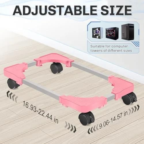 Liitrton Portable CPU Stand Adjustable PC Tower Stand Pink | Mobile, Compact & Ventilated thumbnail 2
