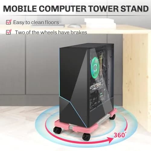 Liitrton Portable CPU Stand Adjustable PC Tower Stand Pink | Mobile, Compact & Ventilated thumbnail 3