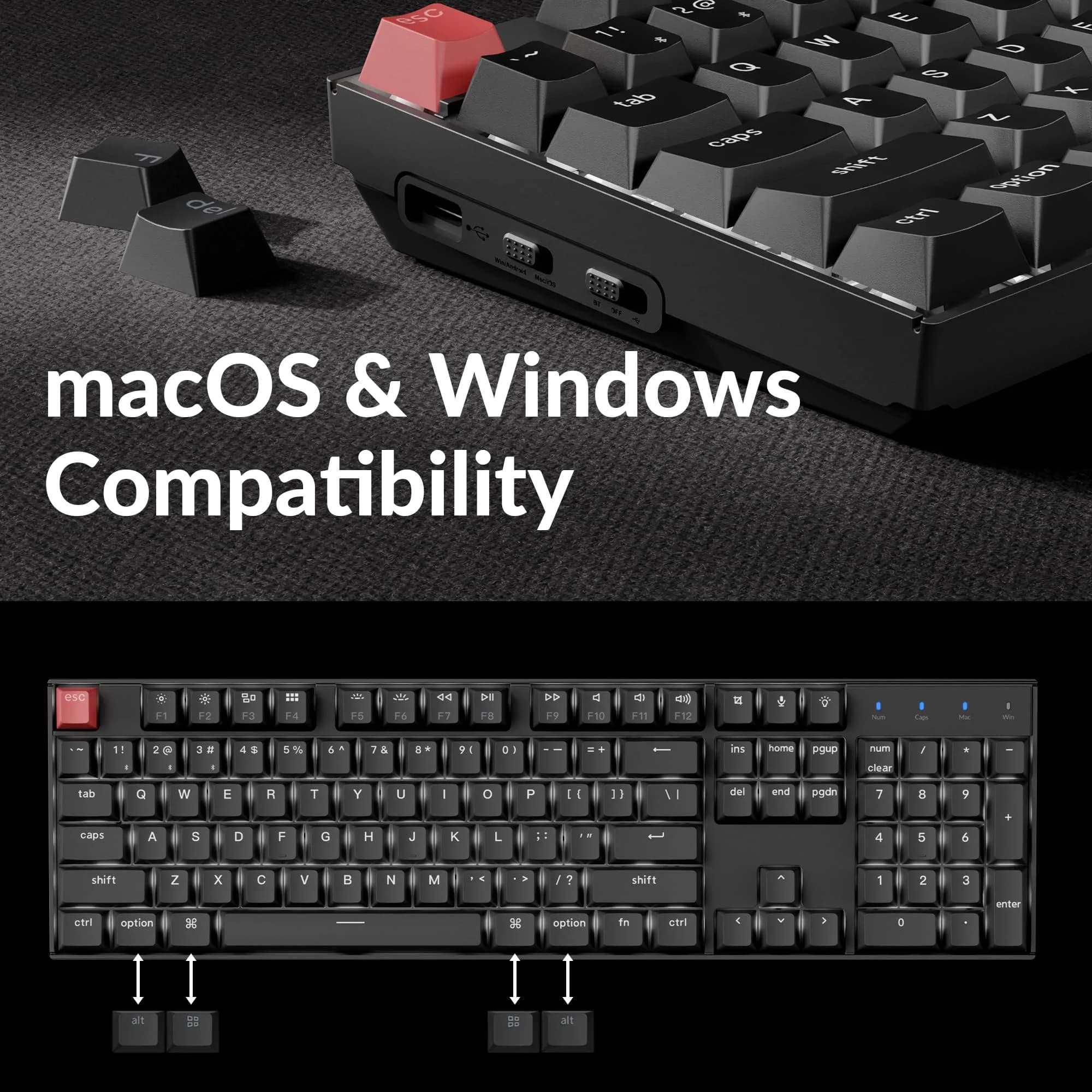 Keychron K10 Version 2 Full Size 104 Keys Wireless Mechanical Keyboard with Super Banana Switch | 17.32 inches (43.99 cm) - view 7