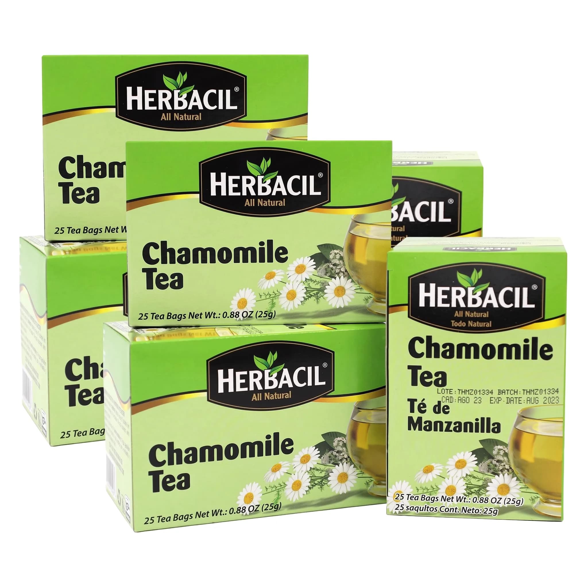 Herbacil Chamomile Tea 6-pack of 25 bags | Natural Relaxation & Digestive Support
