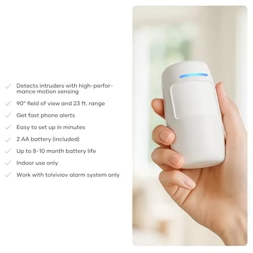 tolviviov Motion Sensor 2 Pack | Compatible with tolvioviov Home Alarm System | White, Wall Mount, Battery Powered thumbnail 2