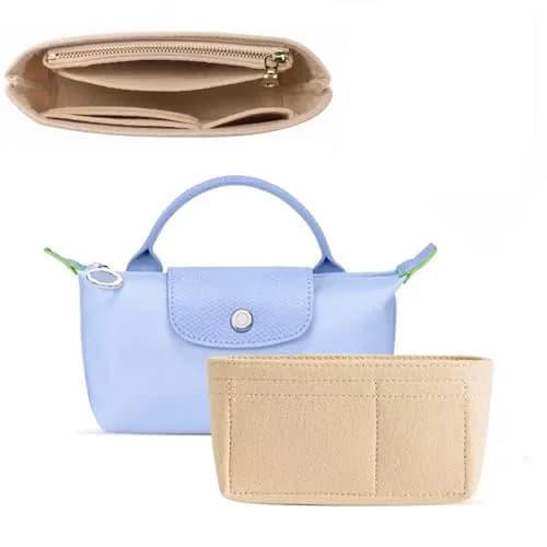 Umiup Felt Mini Organizer Insert for Longchamp Mini XS Tote Bag, Beige XS (5cm x 16.5cm x 8cm) | Chic Handbag Storage Liner thumbnail 1