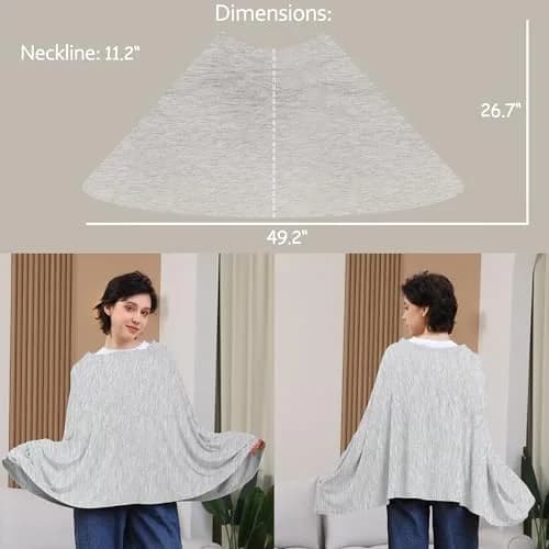 Seejoy Nursing Cover for Breastfeeding, 360° Full Coverage Poncho, Rayon Knit Grey | Breathable Fabric for Indian Climate thumbnail 3