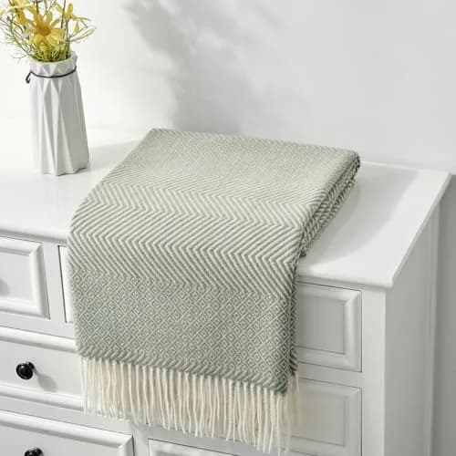 CREVENT 50"X60" Farmhouse Throw Blanket | Breathable & Warm Faux Cashmere (Green) thumbnail 1