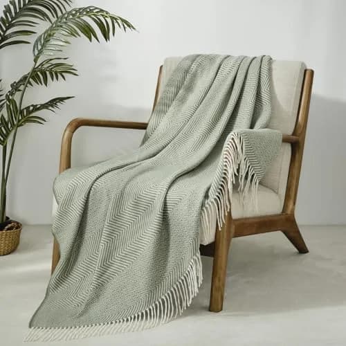 CREVENT 50"X60" Farmhouse Throw Blanket | Breathable & Warm Faux Cashmere (Green) thumbnail 2