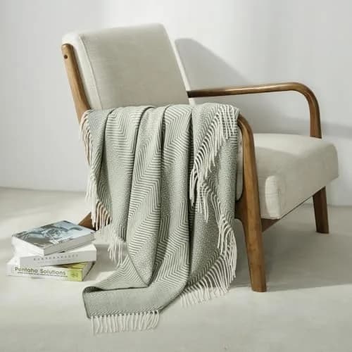CREVENT 50"X60" Farmhouse Throw Blanket | Breathable & Warm Faux Cashmere (Green) thumbnail 3