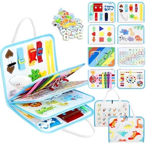 Esjay Montessori Busy Board 8-Page Activity Book | Fine Motor Skills Learning Toy for Toddlers thumbnail 1