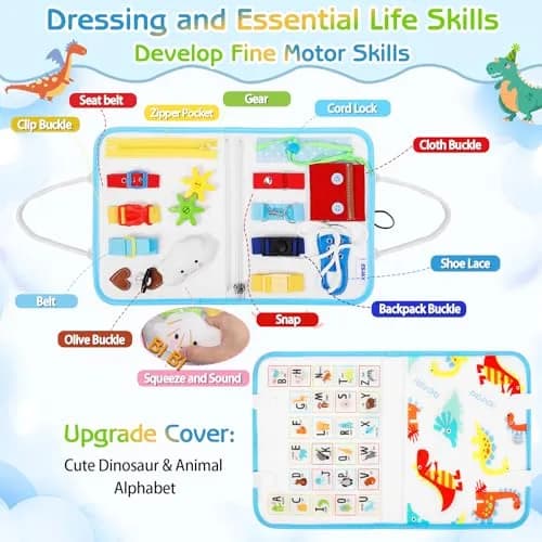 Esjay Montessori Busy Board 8-Page Activity Book | Fine Motor Skills Learning Toy for Toddlers thumbnail 2