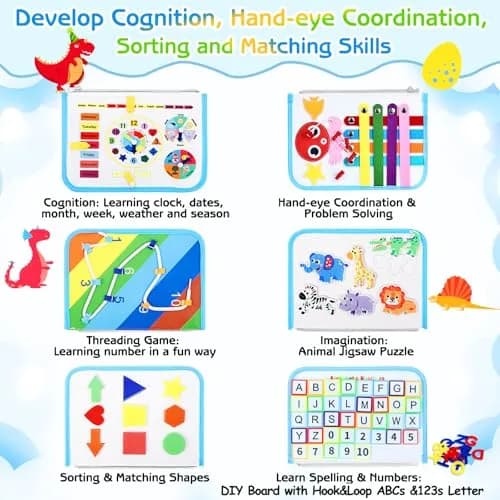 Esjay Montessori Busy Board 8-Page Activity Book | Fine Motor Skills Learning Toy for Toddlers thumbnail 3