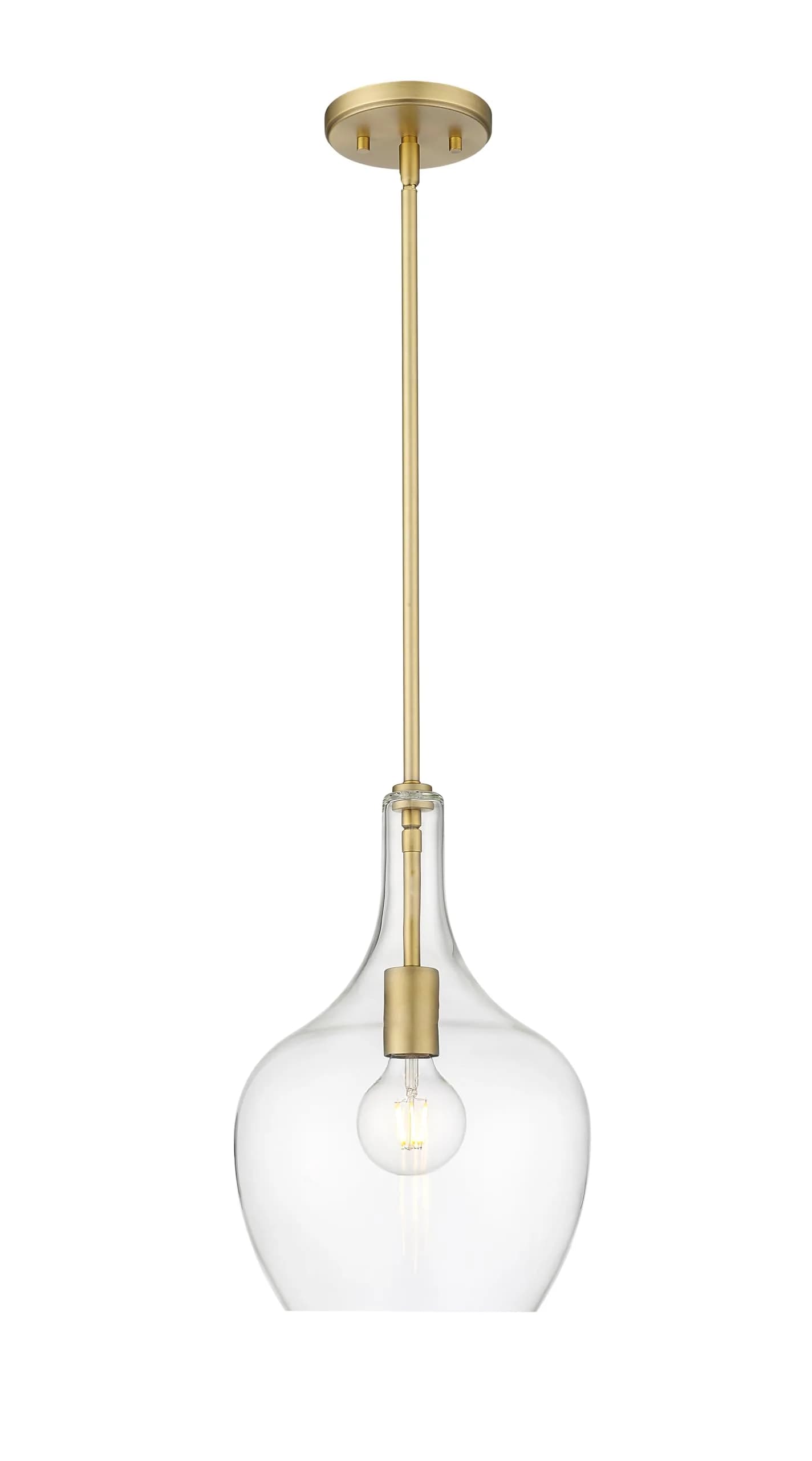 ML Lighting Lamara Collection 28401-VB Indoor Pendant in Vintage Brass 10" | Modern Metal Fixture with Clear Glass Shade — Vintage Brass