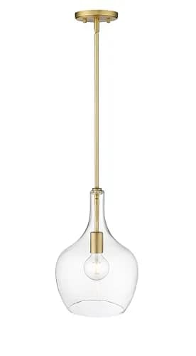 ML Lighting Lamara Collection 28401-VB Indoor Pendant in Vintage Brass 10" | Modern Metal Fixture with Clear Glass Shade thumbnail 4