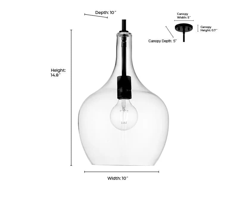 ML Lighting Lamara Collection 28401-VB Indoor Pendant in Vintage Brass 10" | Modern Metal Fixture with Clear Glass Shade thumbnail 7