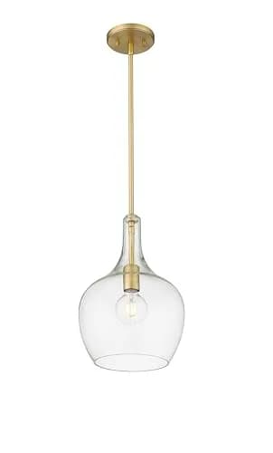 ML Lighting Lamara Collection 28401-VB Indoor Pendant in Vintage Brass 10" | Modern Metal Fixture with Clear Glass Shade thumbnail 3