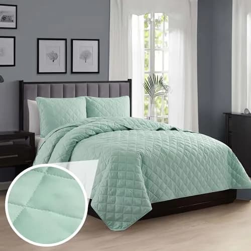 Cathay Home Basic Bedding All Season Microfiber Diamond-Stitch Quilt Set King/Cal King | Elegant & Versatile (70-120 chars) thumbnail 1