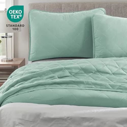 Cathay Home Basic Bedding All Season Microfiber Diamond-Stitch Quilt Set King/Cal King | Elegant & Versatile (70-120 chars) thumbnail 6